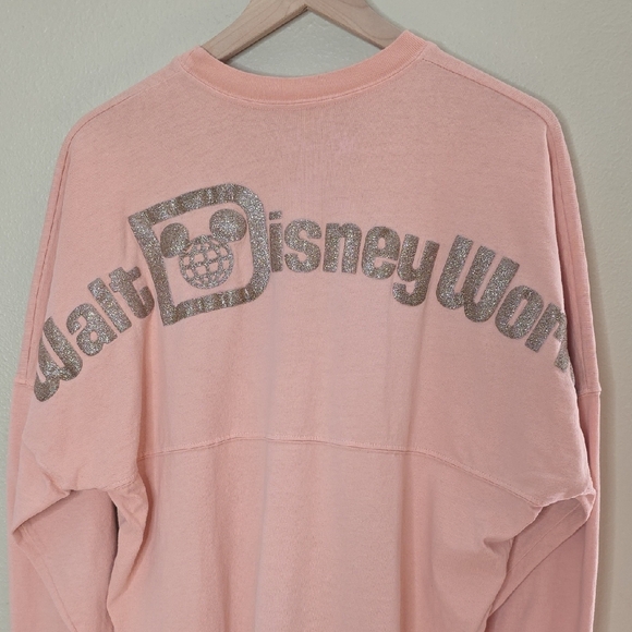 Walt Disney World Rose Gold Spirit Jersey Pink Glitter Puff Print Size Medium - Picture 5 of 8
